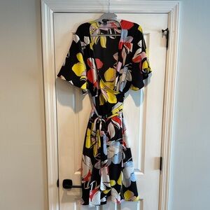 Halogen Backless Floral Dress - Black, Yellow, Red, White